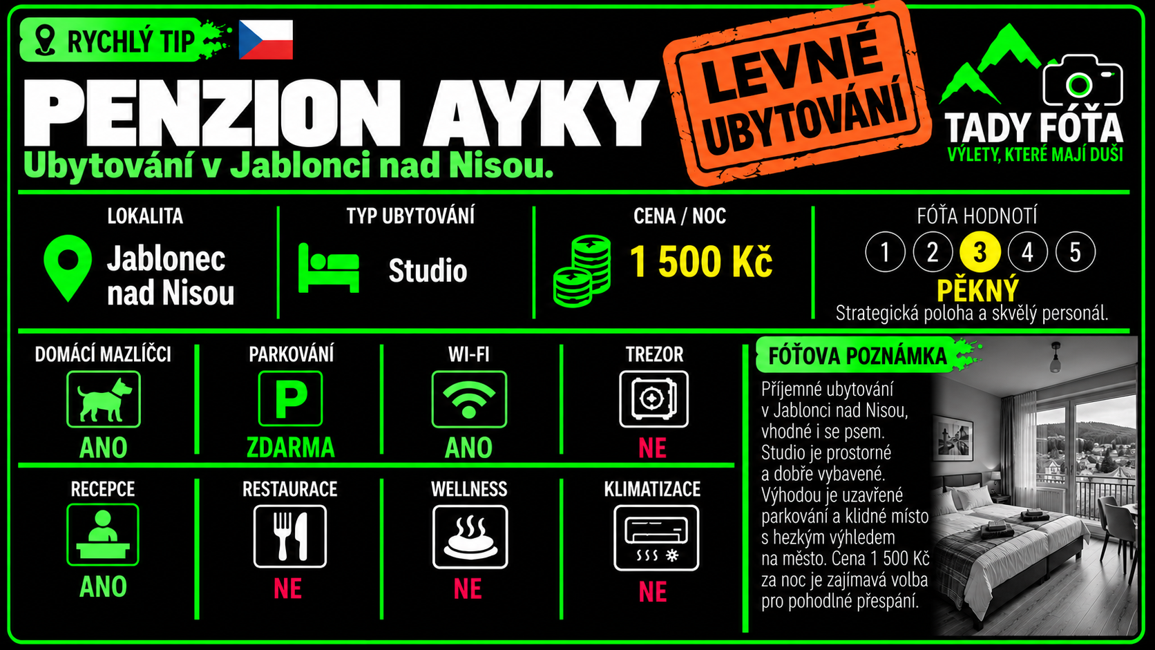 Hodnoticí karta Penzion Ayky
